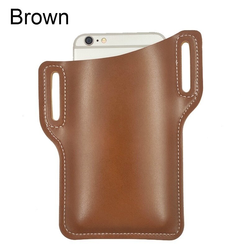 7 Kleuren Unisex Mobiel Leather Holster Belt Loop Case Riem Taille Telefoon Tas Mannen Vrouwen Cosplay Props Lederen Portemonnee Telefoon portemonnee: Bruin