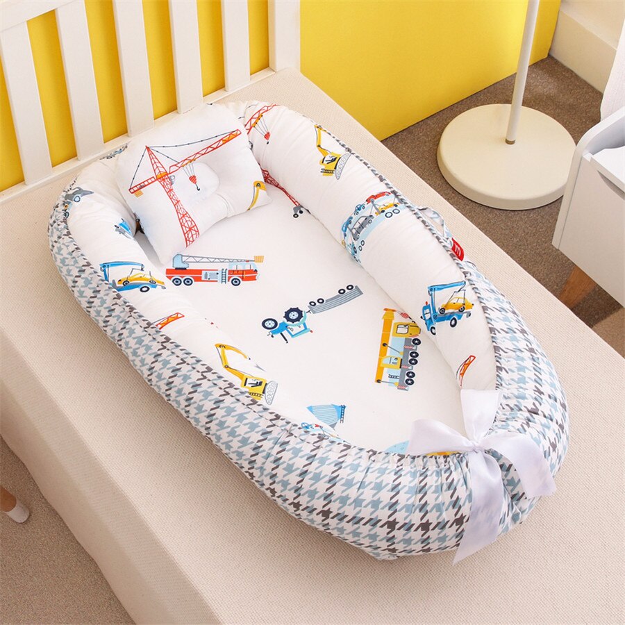 Mini berceau nordique Portable pour -né, impression de dessins animés, barrières de sommeil confortables dans le berceau pour Protection latérale, lit d&#39;enfant: 1
