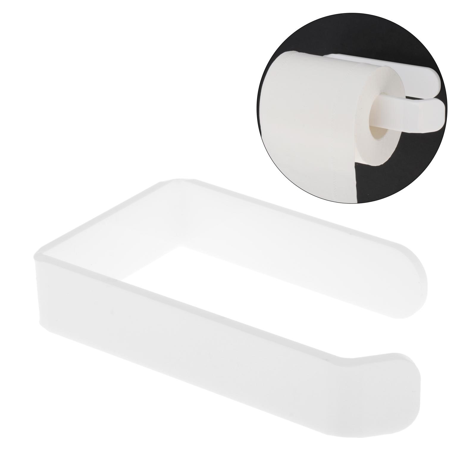 Wall Mount Paper Holder, White Acrylic Toilet Tissue Roll Holders Hangers for Bathroom Kitchen Easy to Install for Wall Tile
