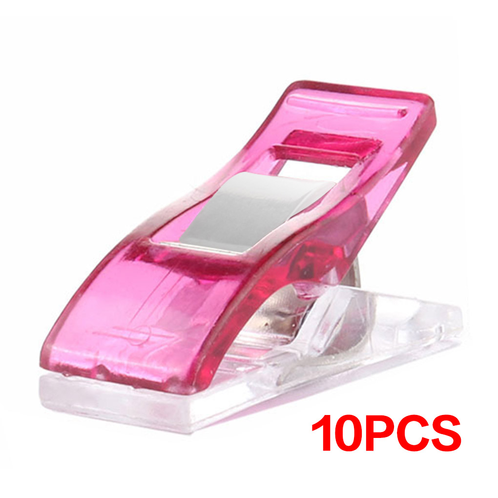 Pinzas de acolchado de plástico para costura, pinzas de costura para encuadernación de retales, herramientas de costura para manualidades: 10pcs Pink