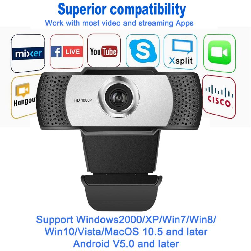 HD 1080P PC WebCamera Webcam Desktop Computer Camera with Microphone Notebook USB Live Broadcast Video Calling Conference Camera