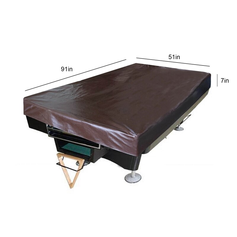 7FT Billardtisch Abdeckung Verdicken Leder Pool Tisch Abdeckung Indoor Outdoor Möbel Wasserdichte Staubdicht Abdeckung Braun: Default Title