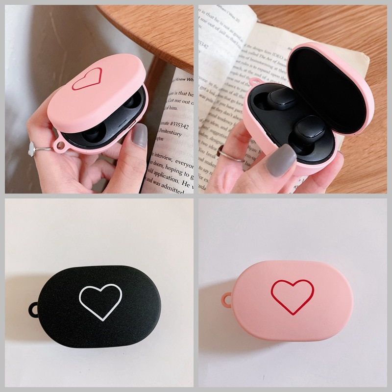 Antislip Case Voor Xiaomi Airdots 2 Tws Redmi Airdots S Case Roze Liefde Hart Oortelefoon Case Voor Redmi airdots S Case Hard Cover