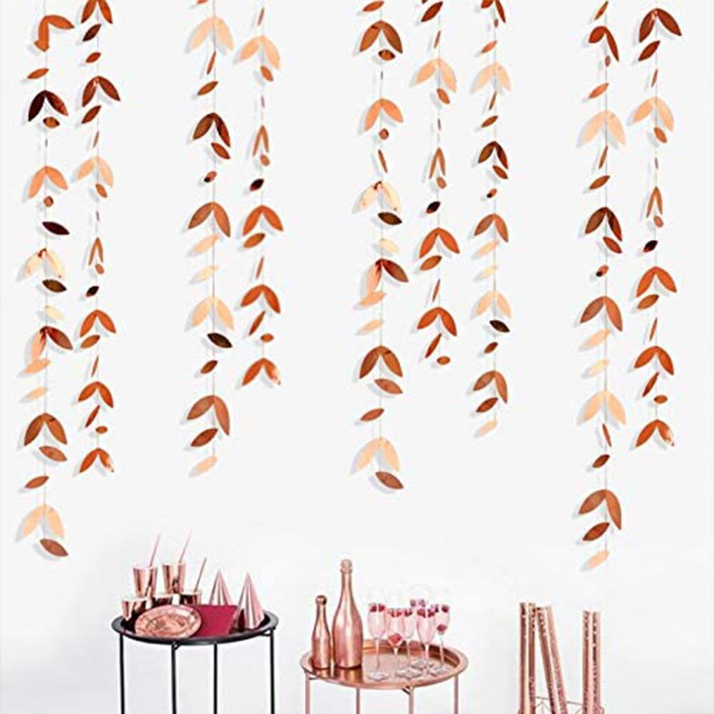 Rose Gold Party Decorations Leaf Garlands Paper Hanging Gold Leaves Streamers Banners Rose Gold Birthday Baby Shower Party Decor: Rose Gold