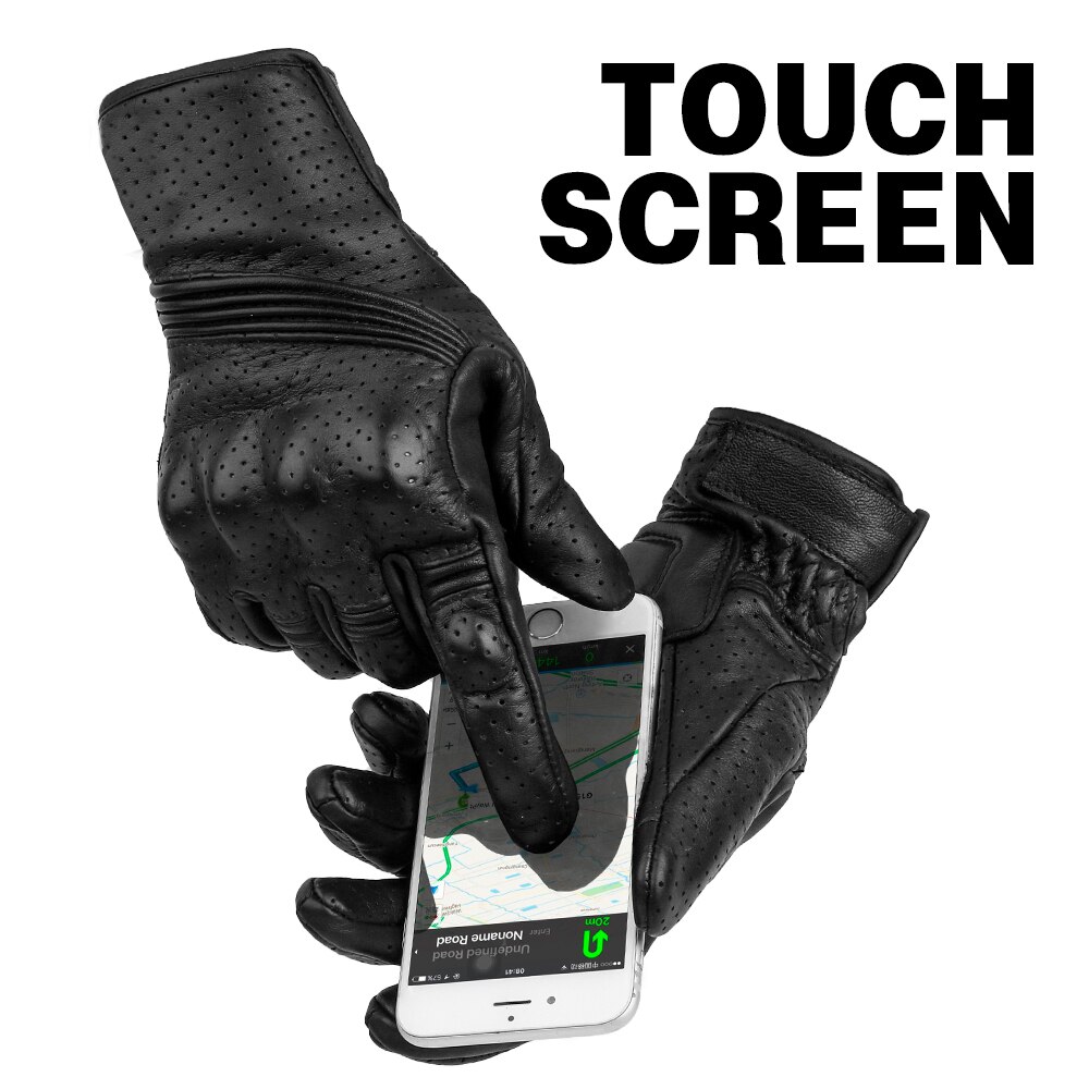 Motorcycle Protective Gears Motocross Gloves Retro Winter Warm Perforated Real Leather Motorcycle Gloves Moto Windproof Gloves