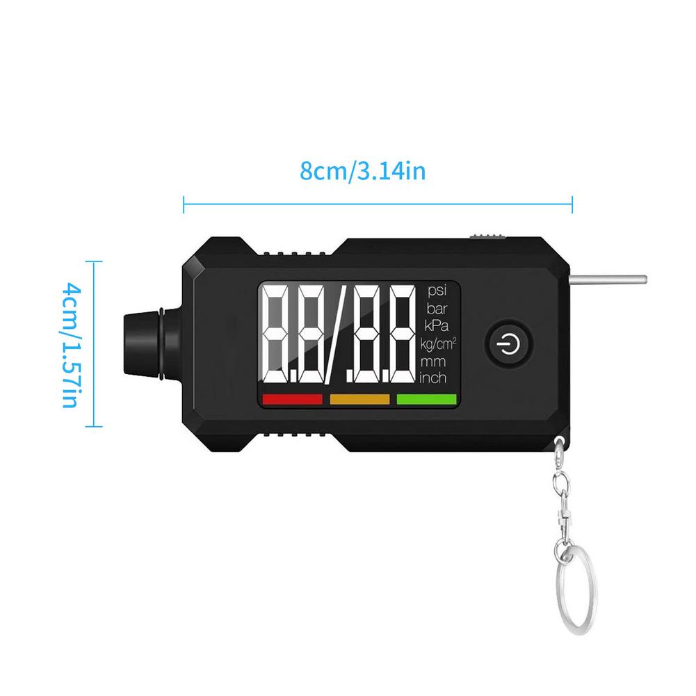 Auto Band Manometer En Loopvlak Dieptemeter 2-In-1 Digitale Bandenspanningsmeter Met Sleutelhanger Voor auto 'S, suv, Vrachtwagens En Meest Voertuigen