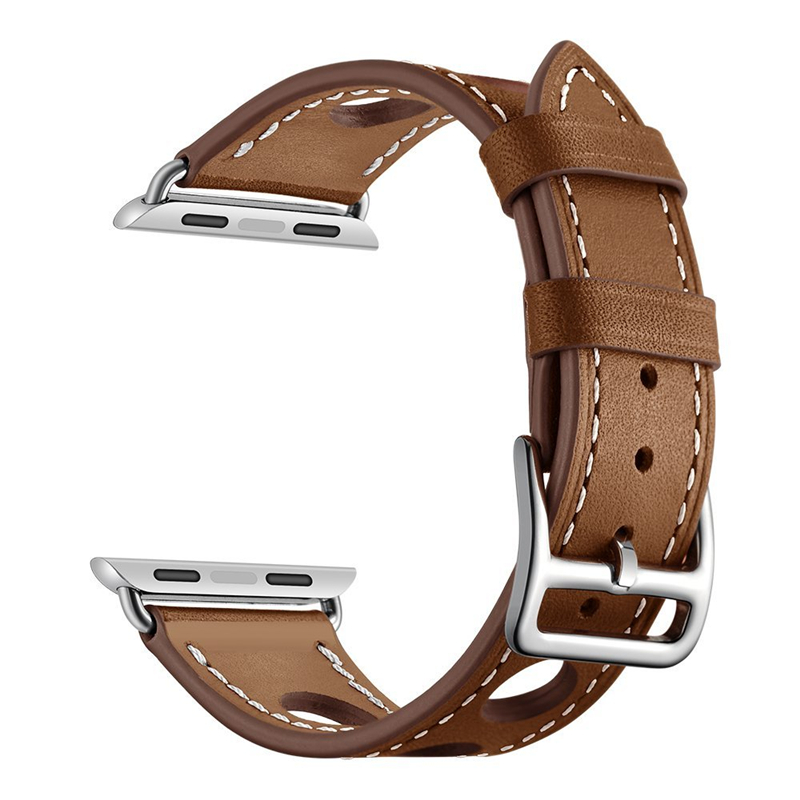 Pulsera de cuero con agujero hueco a la para Apple Watch, correa de 38 40 41mm 42 44 45mm, correa de reloj iWatch Series 3 4 5 6 7 SE