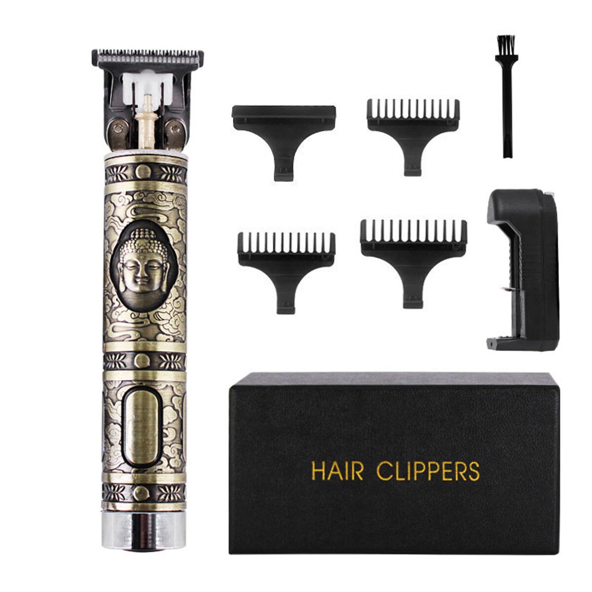 PRO Salon Barber Comb Apron rechargeable wireless electric hair clipper men's shaver nose hair trimmer Hairdressing Scissors Set: hair clipper US PLUG