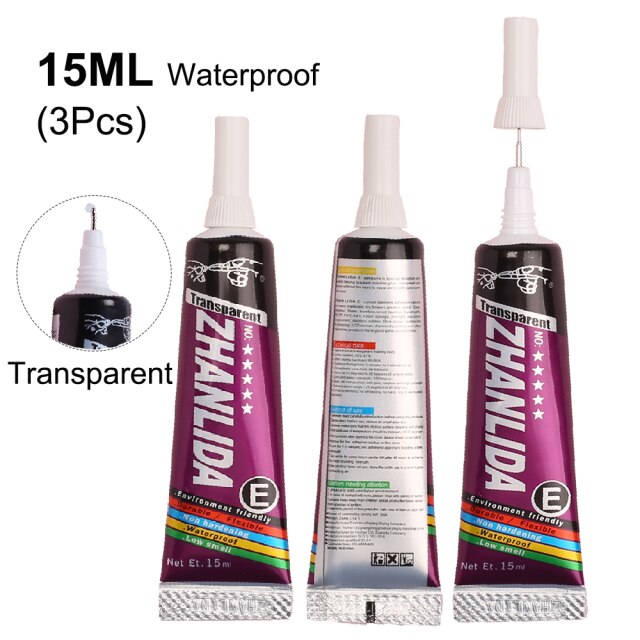 Écran Mobile B6000, 3 pièces, 15ml, Super colle B7000, Textile adhésif, transparent, école, bijoux, perle, artisanat, DIY bricolage: Glue-E 15ml 3Pcs