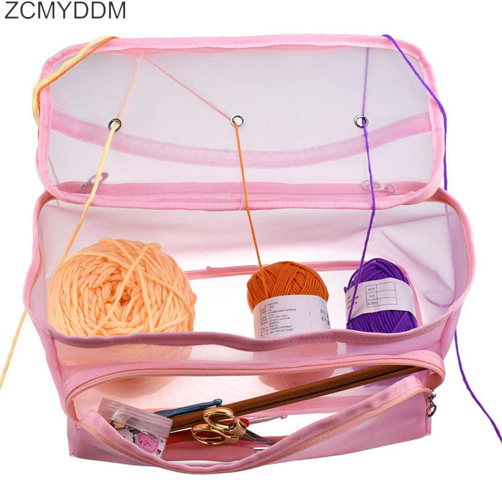 Breien Bag Organizer Garen Opslag Mesh Bag Craft Nylon Garen Case Organizer Opbergmanden Reizen Naaien Gereedschap Accessoires