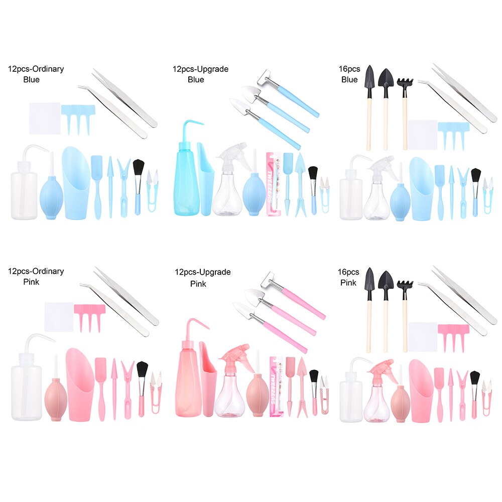 1 Set of Succulent Transplanting Tools 12/16Pcs Combination of Plant Packaging Mini Gardening Supplies Potted Meat Tools Kit