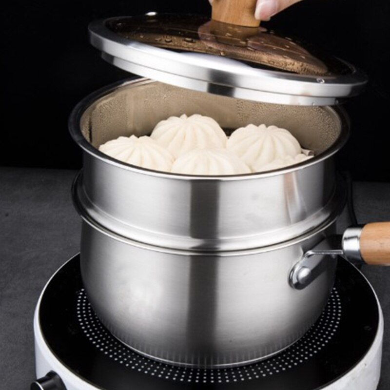 1set Milk Steam Pot Double-Layer Stainless Steel Multifunction Boiler Cooking Pots 18Cm Single Bottom Milk Pan