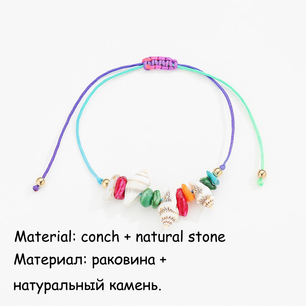 12 Stuks Schelp Armband Enkelband Charm Kralen Zee Handgemaakte Boho Verstelbare Braid Enkelbandje Voet Sieraden Voor Vrouwen Meisje
