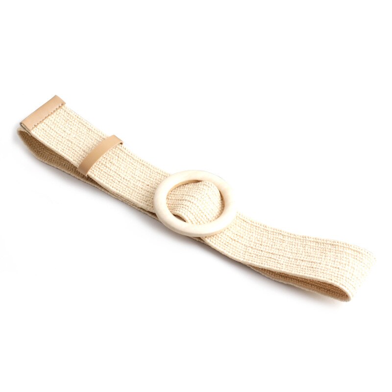 4.8cm dames gevlochten elastische riem ronde gesp vierkante knoop gordel bamboe gesp houten gesp jade gesp riem: M