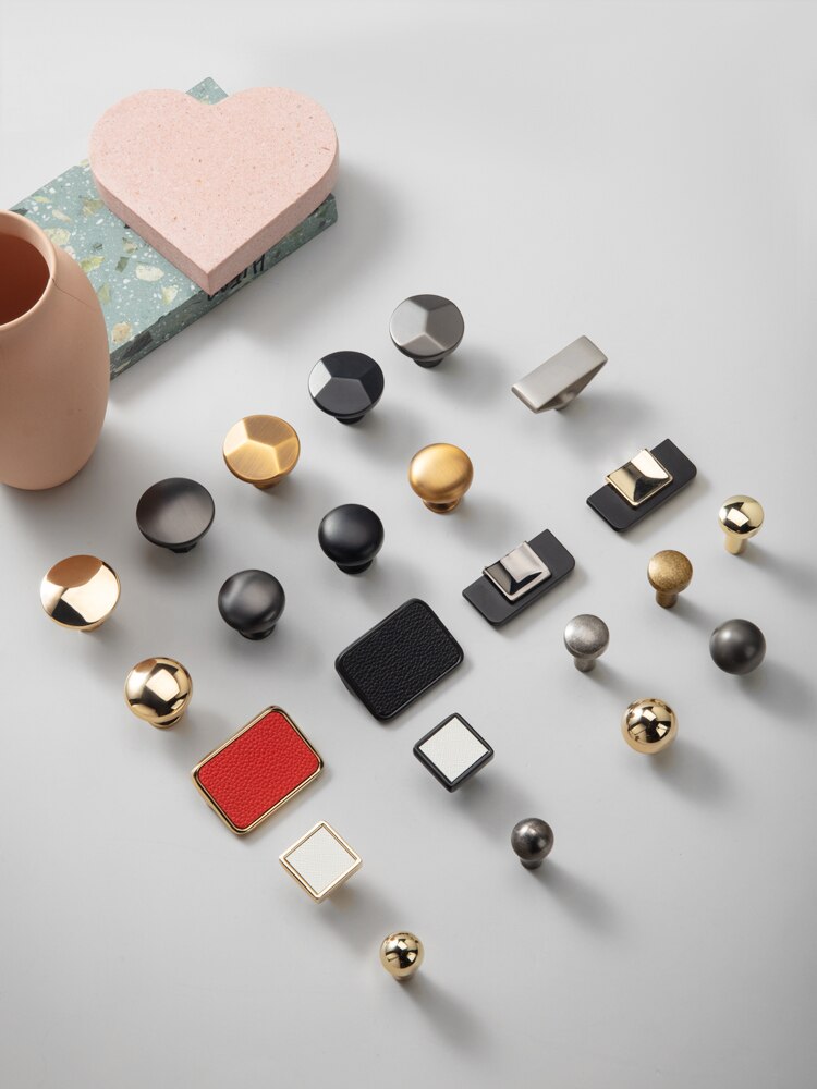 Gold Drawer Knobs Black Affordable Luxury Cabinet Handle Leather Cupboard Door Handle Cabinet Handles for Furniture Hardware