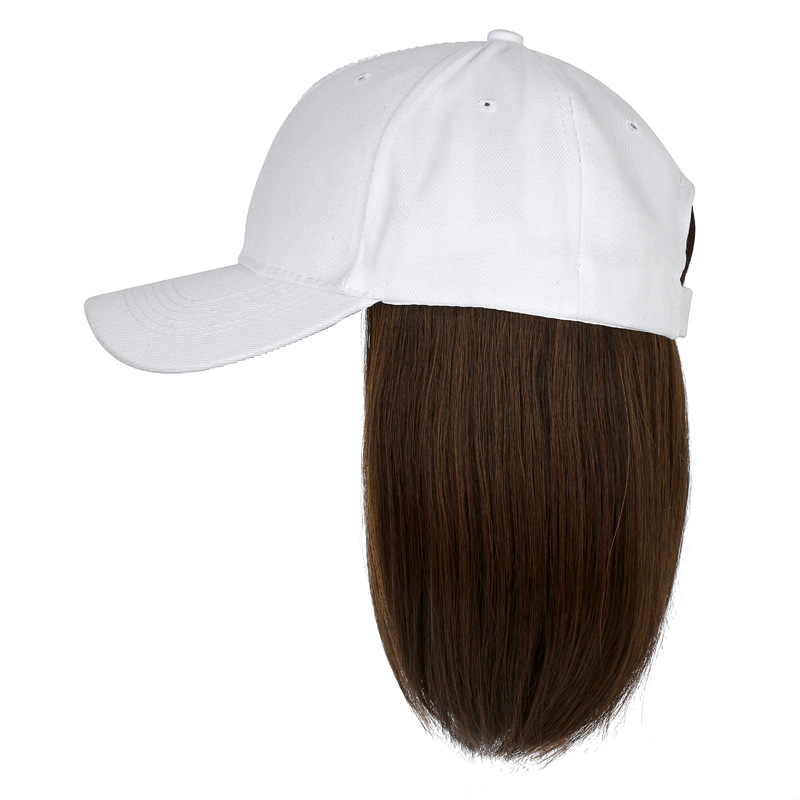 Gorra de béisbol blanca para mujer, pelo corto integrado, , gorra de peluca Bobble