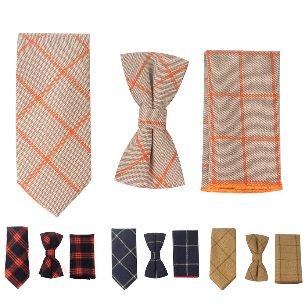 Men's Tie Sets Classic Men Necktie Set Formal Business Bowknots Ties Male Cotton Skinny Slim Ties