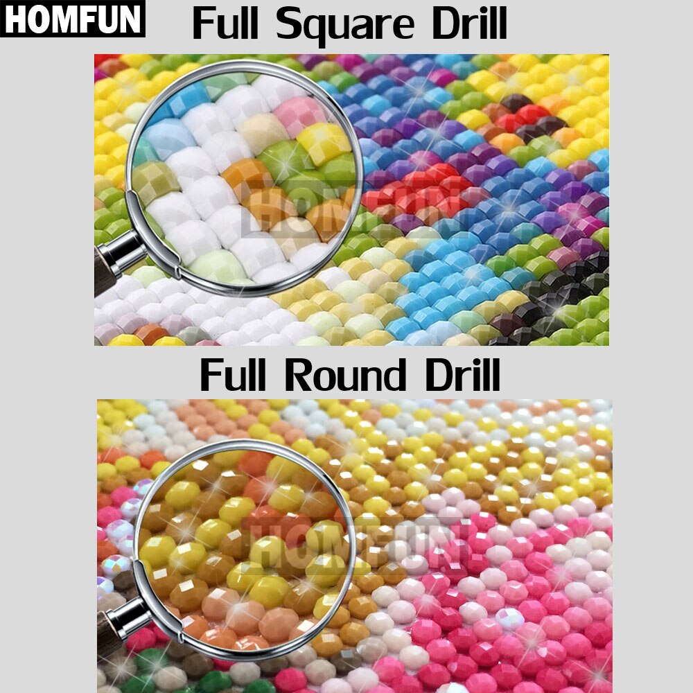 HOMFUN – peinture diamant thème "fleur de Rose", broderie complète 5D, perles rondes ou carrées, 100% points de croix, à faire soi-même, décoration d'intérieur, BK