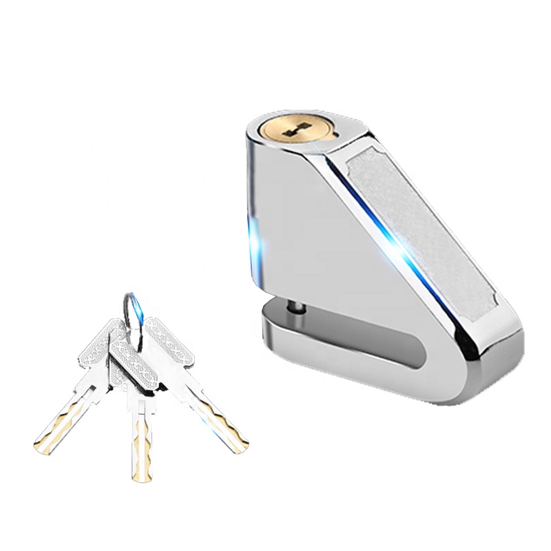 Lock-Motor Anti Theft Security Disc Brake Lock USB Charging Waterproof Alarm Disc Brake Lock 110db Alarm Locks+Reminder Cable: D204 Silver