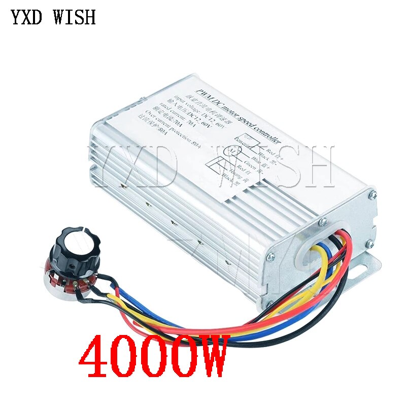 4000W Lineaire Onder Belasting Metalen Dc Motor Controller Dc 12V-60V 70A Verstelbare Drive Control Regulator pwm Motor Speed Controller