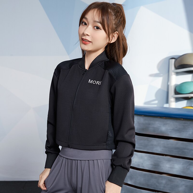Kvinders slim lynlås sport løst fitnesscenter løb yoga jakke fitness træning sportstøj toppe udendørs cardigan stand krave jakke: Fk1827801 / Xl