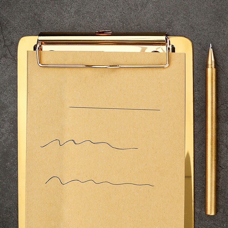 Gold Metal A5 B5 A4 Clipboard Office Desk Ins Paper Folder Sketch Board Office Conference Cardboard File Memo Writing Pad