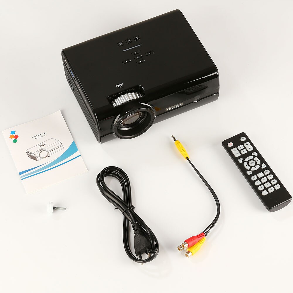 Uhappy U45 HD 1080P LED Projector Manual Focus Movie Business 3000 Lumens AV VGA USB SD HDMI Interface High Definition Video