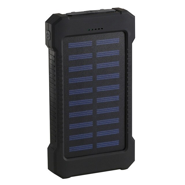 Solar Power Bank Waterdichte 30000Mah Solar Charger 2 Usb-poorten Externe Lader Powerbank Voor Xiaomi Smartphone Met Led Licht: Black