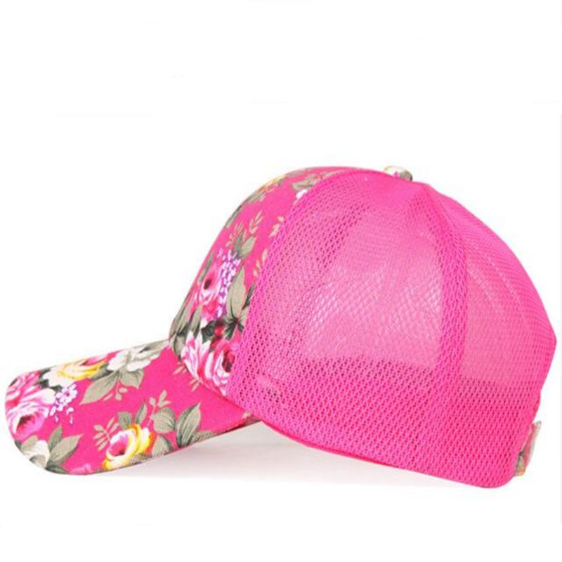 Floral Snapback Hats for Women Summer Breathable Mesh Baseball Caps Gorras Adjustable Girls Sun Trucker Hat