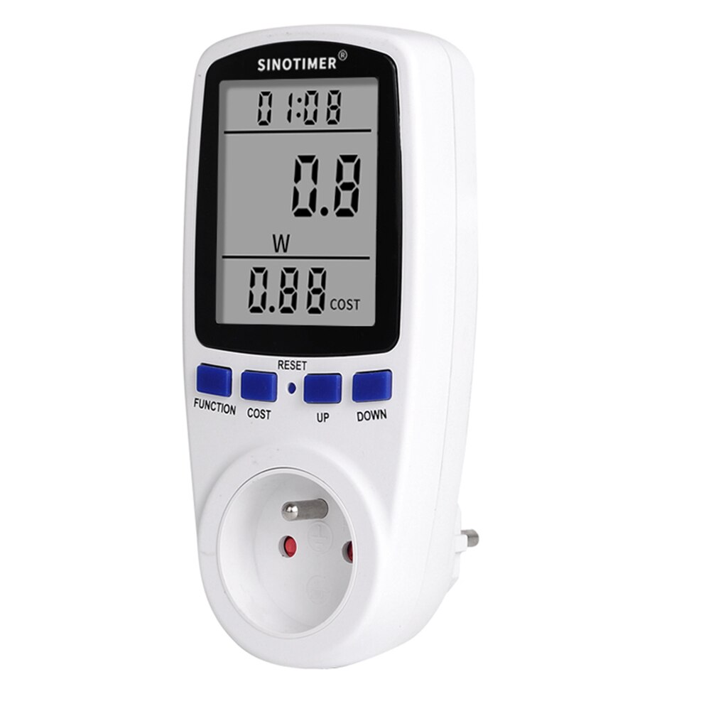 Elektrisitet digital monitor meter stor lcd display analysator husholdning intelligent digital spenning wattmeter overvåking socket: Fr plugg