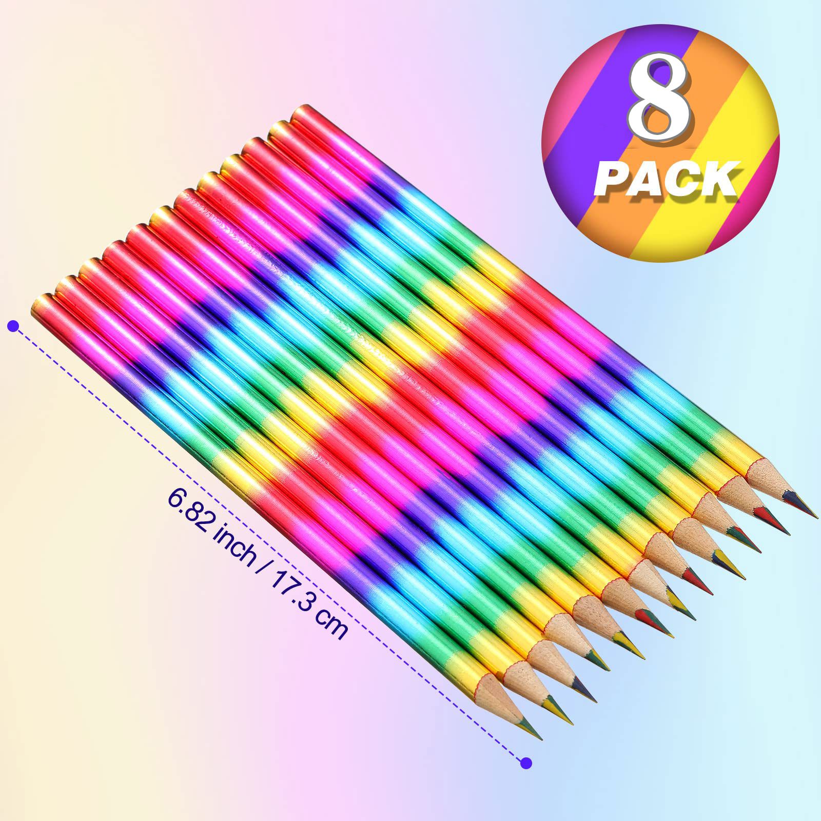 8/16 Stück Regenbogen-Bleistifte in 4 Farben, Regenbogenstifte, Buntstifte aus Holz, mehrfarbiger Bleistift für Kinder, Büro, Schulbedarf: WHITE