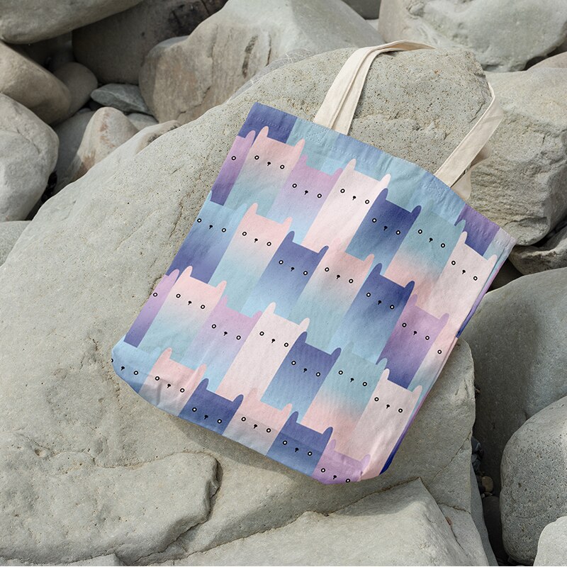 3D Gedrukt Mini Dier Canvas Tas Eenhoorn Handtas Reizen Strandtas Herbruikbare Schoudertas Kruidenier Opbergtas