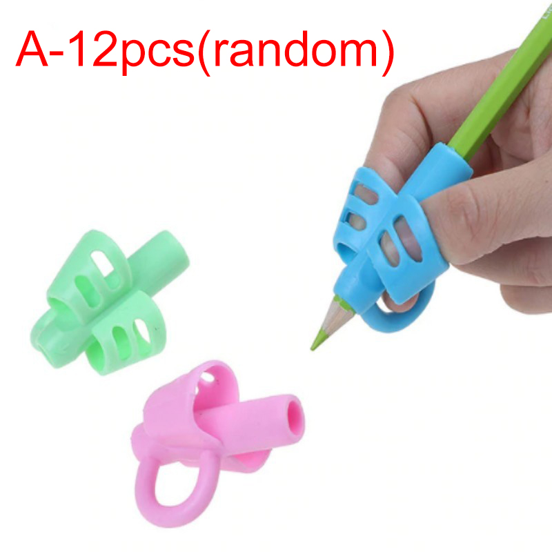Corrector de escritura con agarre de lápiz, herramienta de corrección de postura de 3 dedos/2 dedos, entrenador, bolígrafo para niños, soportes de agarre para escritura, 12/9/1 Uds.: Oro