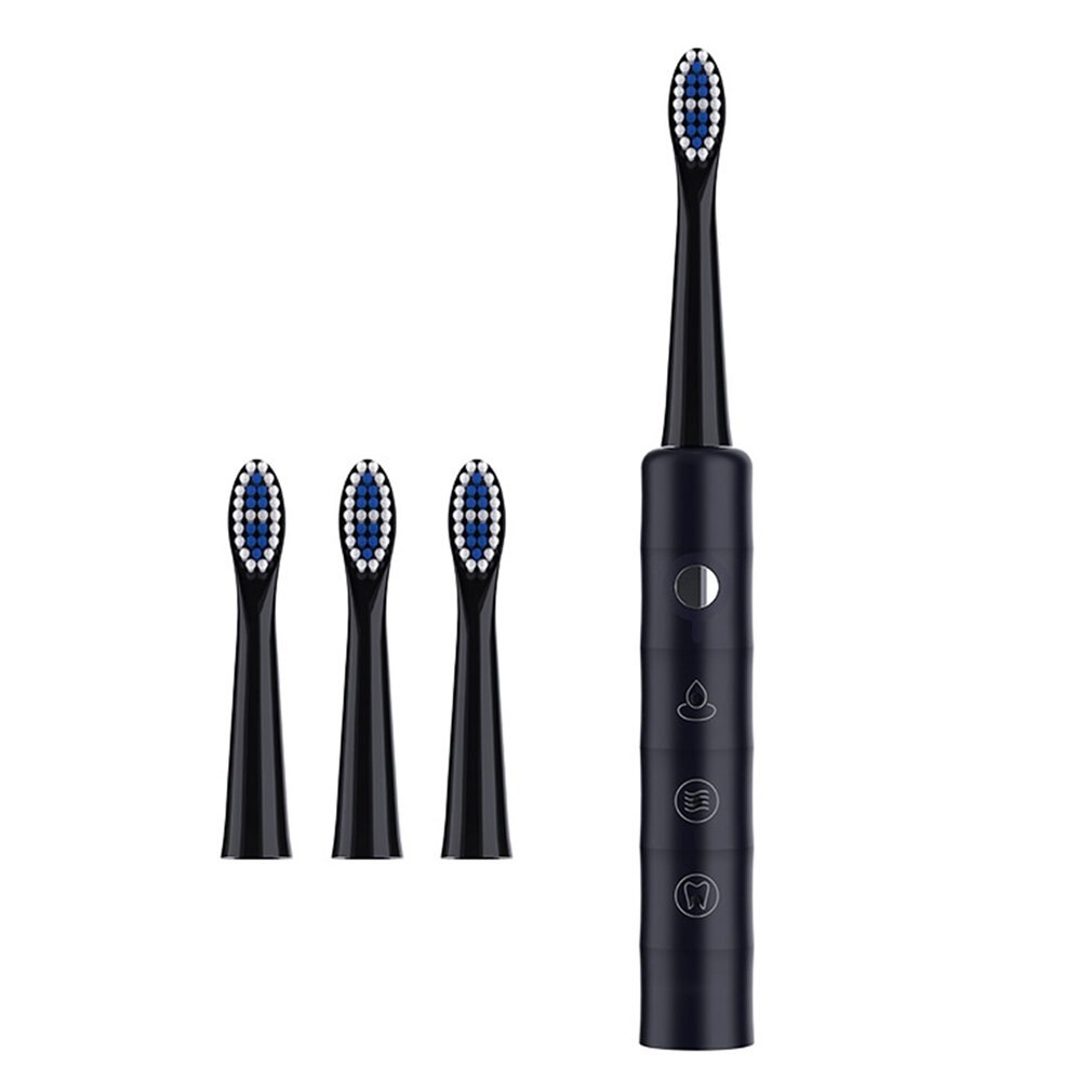 Sonic Toothbrush Electric Adults Toothbrushes Rechargeable 4 Hours Charge Minimum 30 Days Use 6 Optional Modes 4 Brush Heads: black