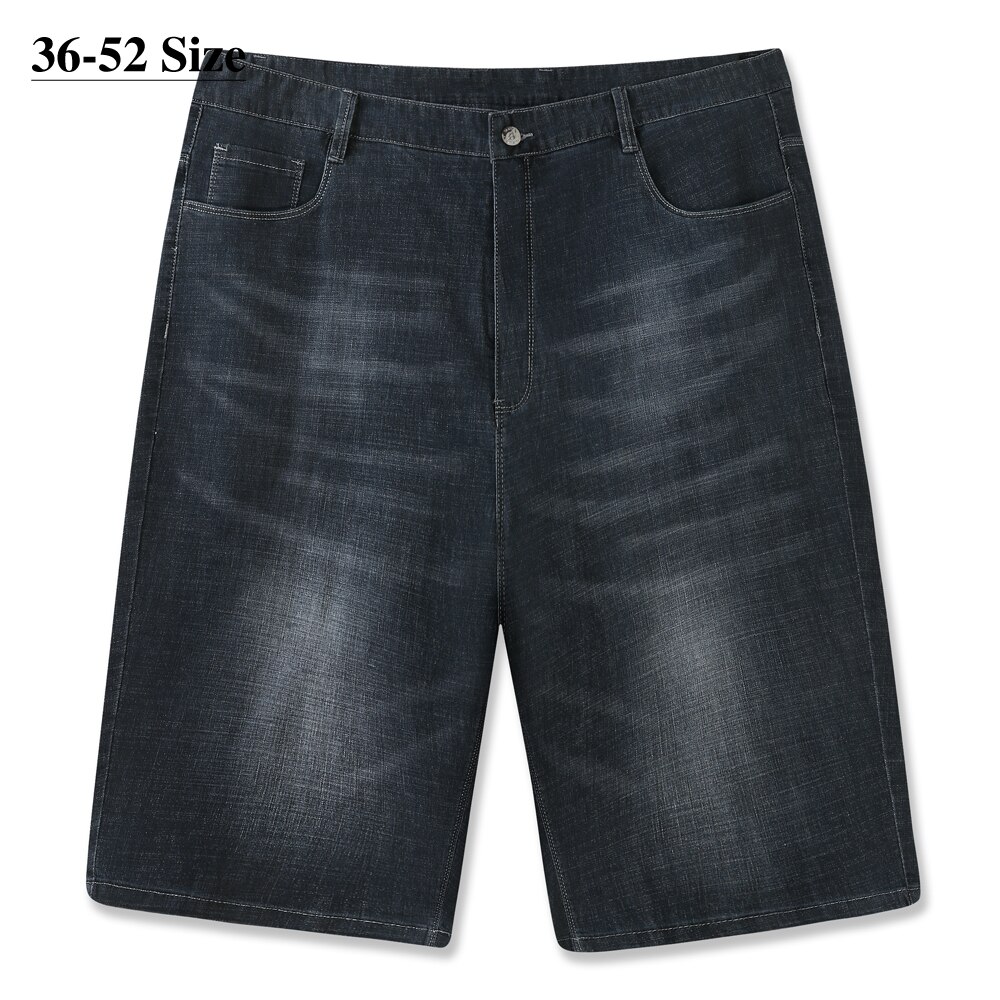 Pantalones cortos vaqueros de talla grande para hombre, Jeans clásicos, rectos y sueltos, ropa de de gran tamaño, 52, 50, 48, 46
