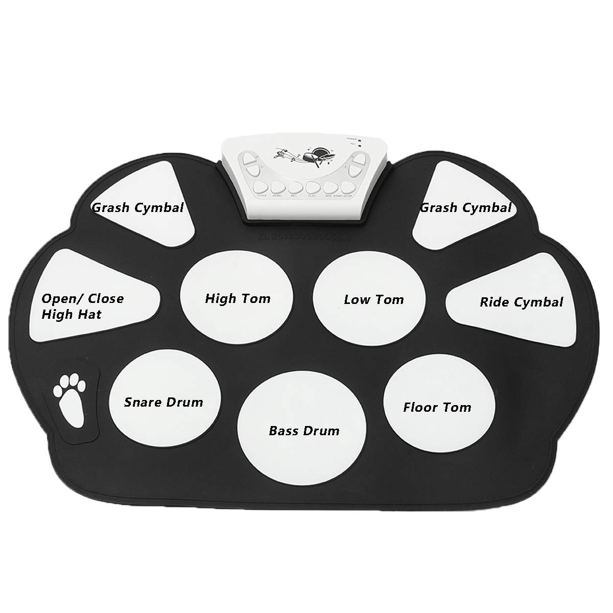 Electronic Drum Kit - 9 Foldable Silicone Pads - USB Roll Up - with Drumsticks & Foot Pedal - Portable Digital Drum Set