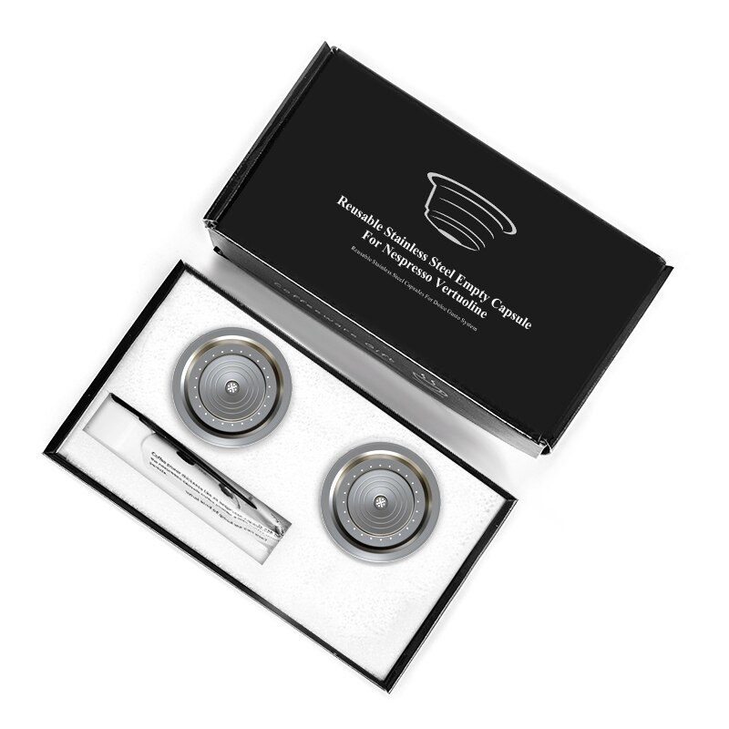Påfyllbar kapsel nespresso vertuo pluss kapselpute rustfritt stål gjenbrukbar vertuoline kaffefilter nespresso liten kopp 70ml: 2 kapsler
