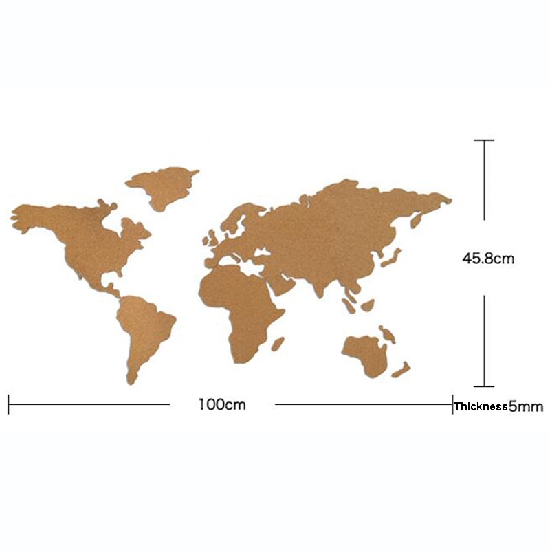 コルクウッドphellem壁世界地図オフィス学校ホームデコレーション地図コルクボードステッカーピンボード木材マップ