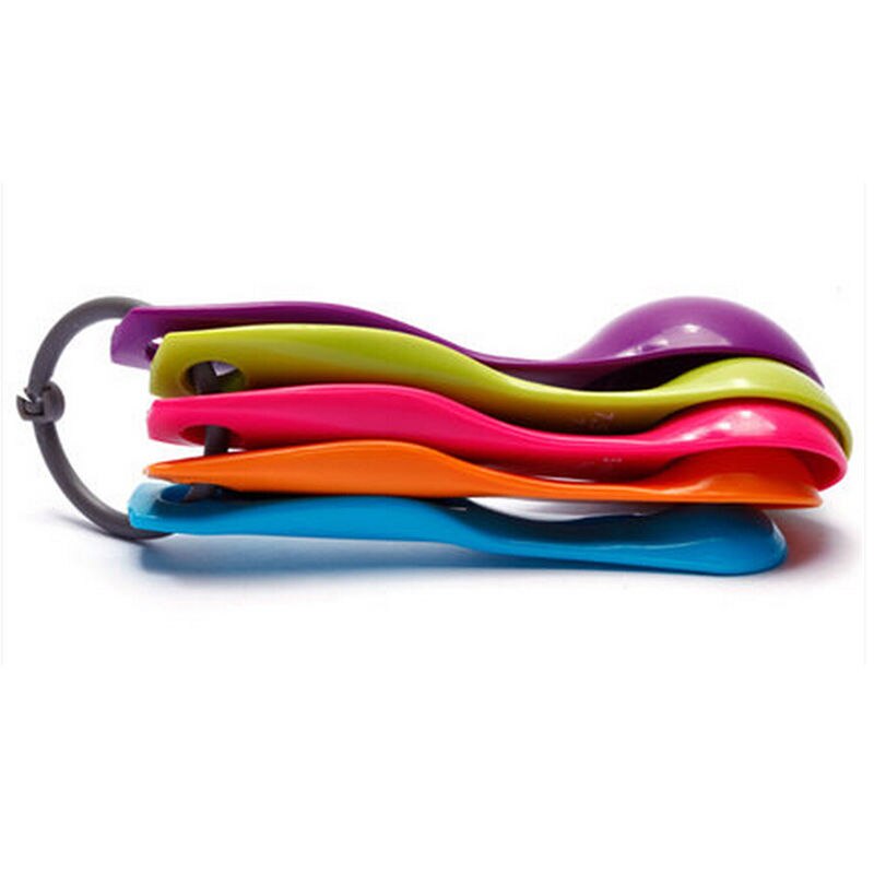 Juego de tazas medidoras de plástico para niños, herramienta de cocina, café y té para hornear cucharas medidoras, colores encantadores, 5 unids/set