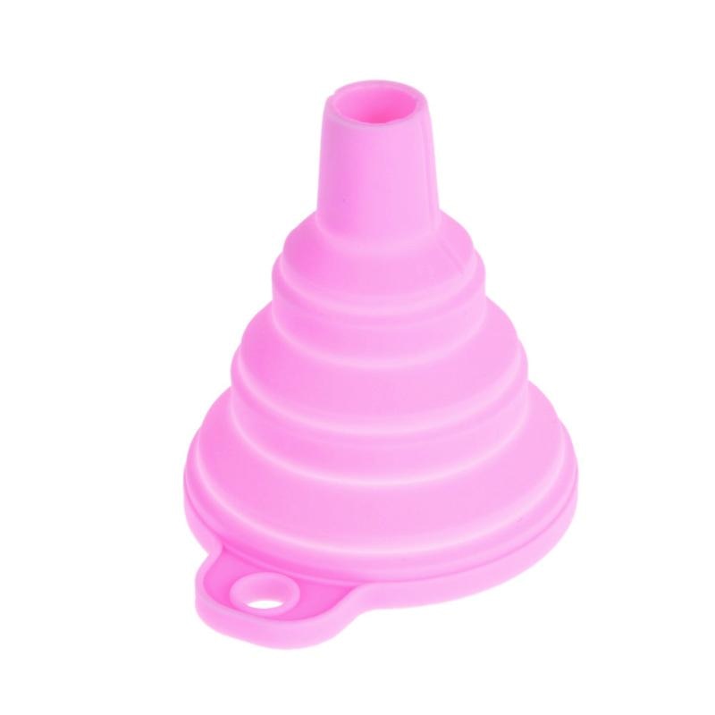 1pc Mini Opvouwbare Trechter Kleurrijke Silicone Inklapbare Stijl Trechter Opvouwbare Draagbare Trechters Keuken Accessoires Gadgets: Rose Red