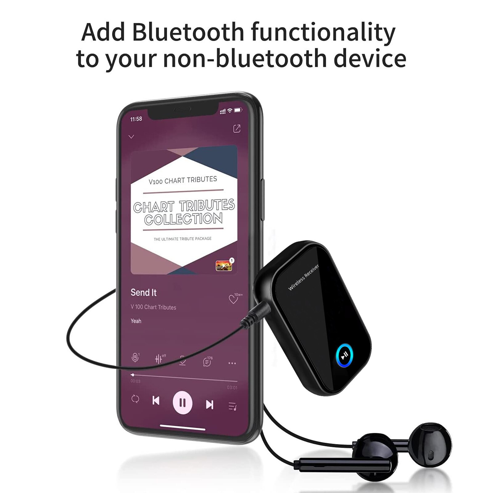 Bluetooth 5.0 modtager aux adapter 3.5mm stik trådløs lydadapter hifi musik bil bluetooth modtager håndfri til højttaler tv