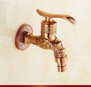 Robinet de salle de bain en laiton | Ensemble de Bibcock sculptés Dragon Rose or lave-linge robinet de salle de bains extérieur mélangeur de salle de bains: Vert clair