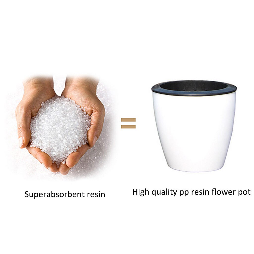 Self Watering Plant Flower Pot Imitation Pottery Automatic Water Absorption Planting Black And White Flower Pots Plastic Basin