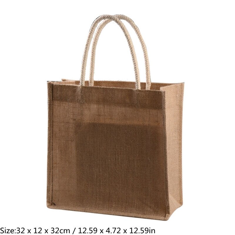 Durevole tela da imballaggio Tote Shopping Bag borsa della spesa riutilizzabile in iuta con manico decorazione fai da te pittura Bookbag scuole borsa da spiaggia