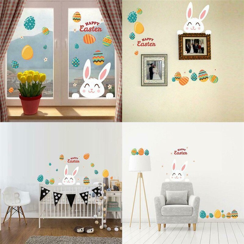 Wall Window Stickers Rabbit Bunny Egg Sticker Happ... – Grandado