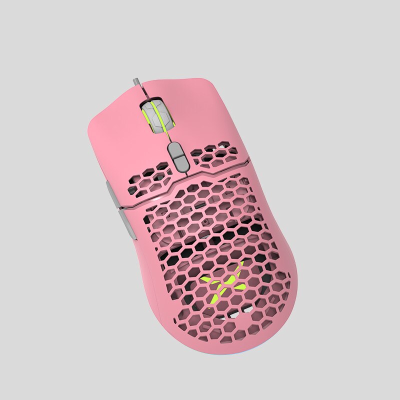 Delux  m700 67g pmw 3389 lätta trådbundna möss gamingmus rgb 7 knappar helt programmerbar honeycomb ihålig mus gamer: M700 rosa pmw 3389