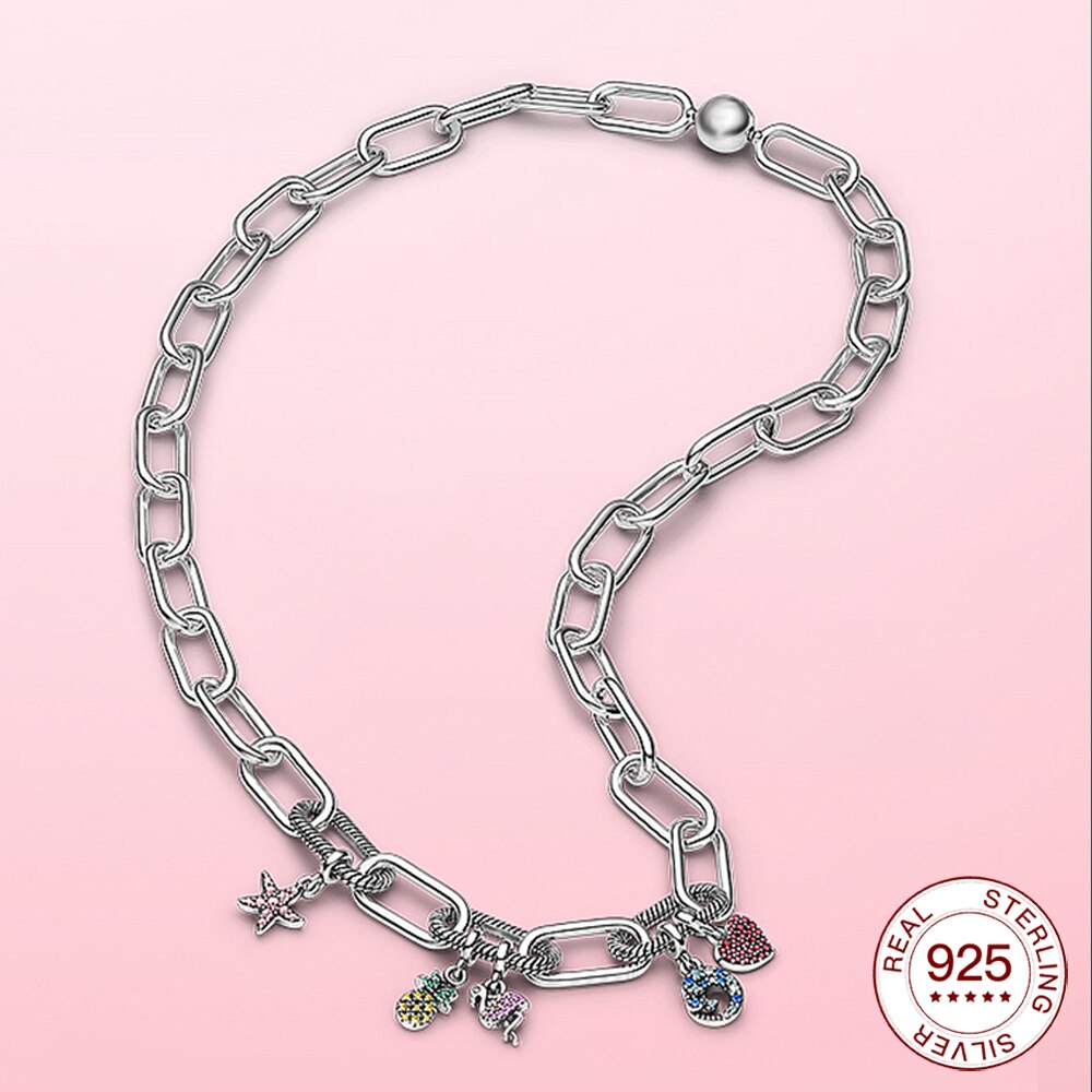 NEUE 925 Sterling Silverhollow Geeignet Für HALSKETTE Reize Geeignet für Frauen diy Schmuck