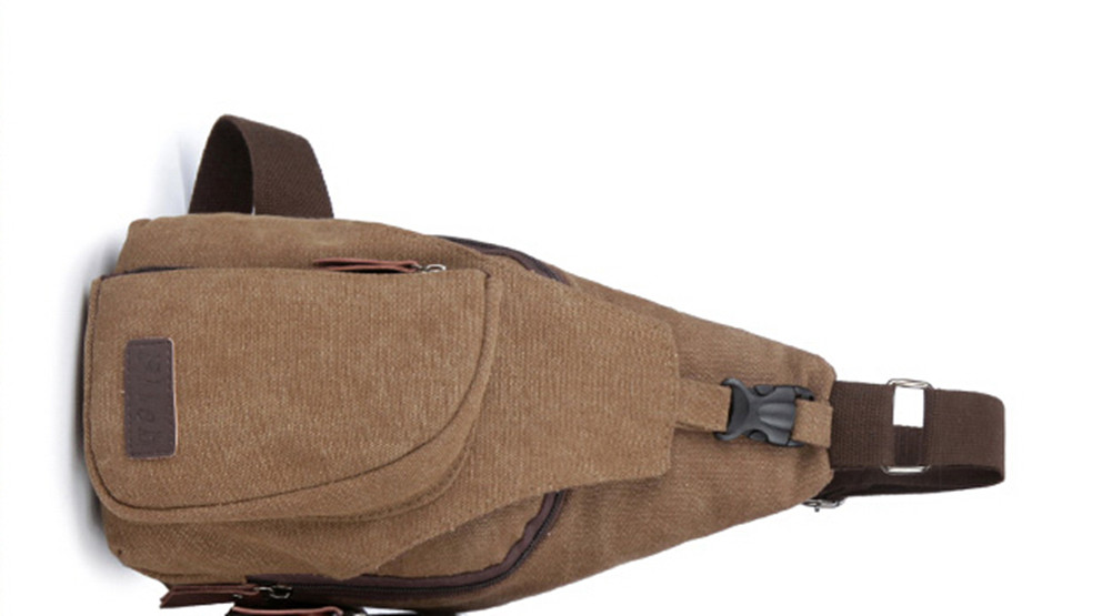Wangscanis män vintage canvas läder ryggsäck axel sling bröst väska topp: Brun