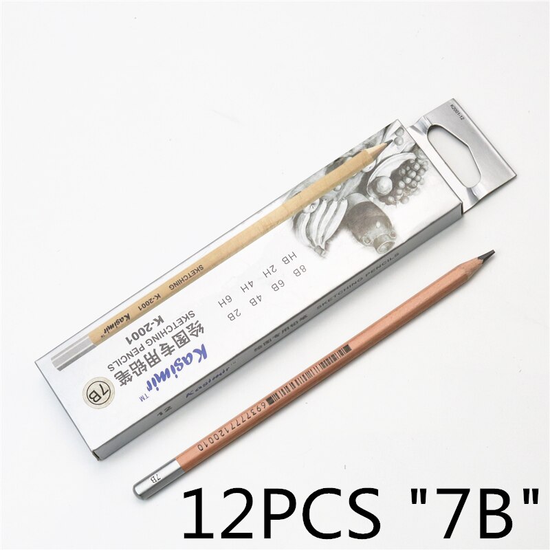 12 piezas HB B 2B 3B 4B 5B 6B 7B 8B conjunto de bocetos a lápiz conjunto de dibujo útiles escolares para estudiantes suministros de dibujo a lápiz de dibujo: 12PCS 7B