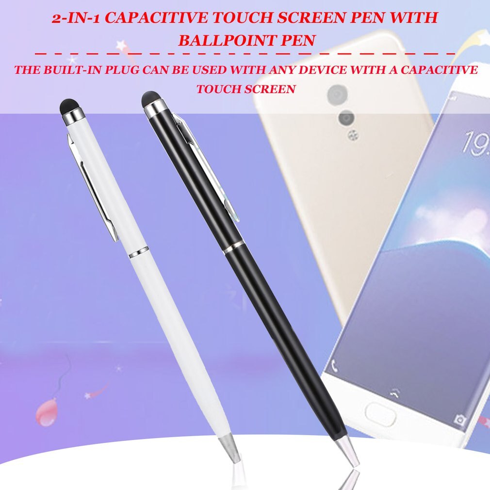 2 in 1 Multifunction Fine Point Round Thin Tip Touch Screen Pen Capacitive Stylus Pen For Smart Phone Tablet For iPad For iPhone